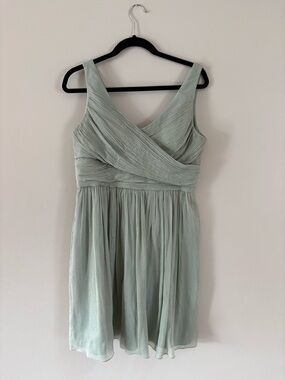 J Crew Light Sage Sleeveless V-Neck Chiffon Dress size 12
